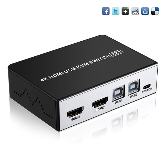 4K 2X1 HDMI USB KVM Switch 2 Port HDMI KVM Selector for 2 Computer Sharing New - Picture 11 of 15